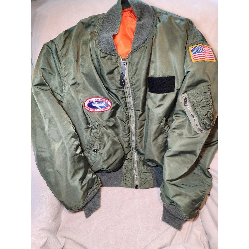 Vintage 1960s- 1970's California Civil Air‎ Patrol Flight Jacket Green Large